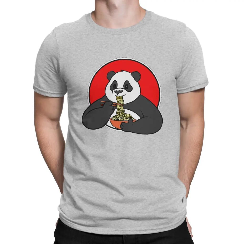 Men's Ramen Cute Panda Kawaii Anime Japanese T Shirt Kawaii Anime Panda Pure Cotton Tops Novelty Short Sleeve O Neck