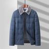 Autumn and Winter White Duck Down Warm Off Wool Lapel Collar Middle-aged Business Down Jacket Jacket