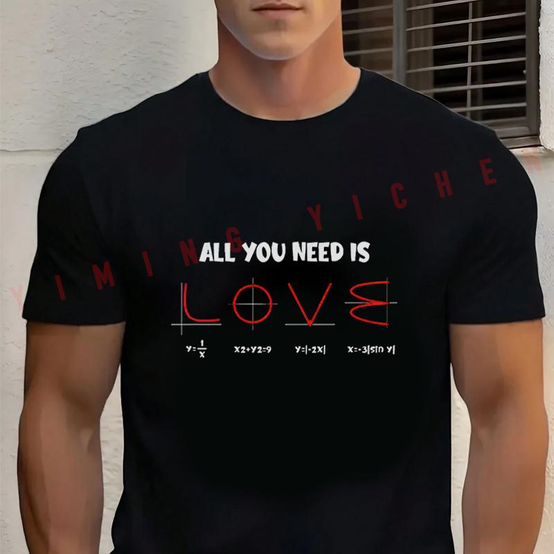 Summer Cotton T-shirt All You Need Is Love Math Equation Motorcycle Tee Casual Short-sleeve Motorbike Cycling Top