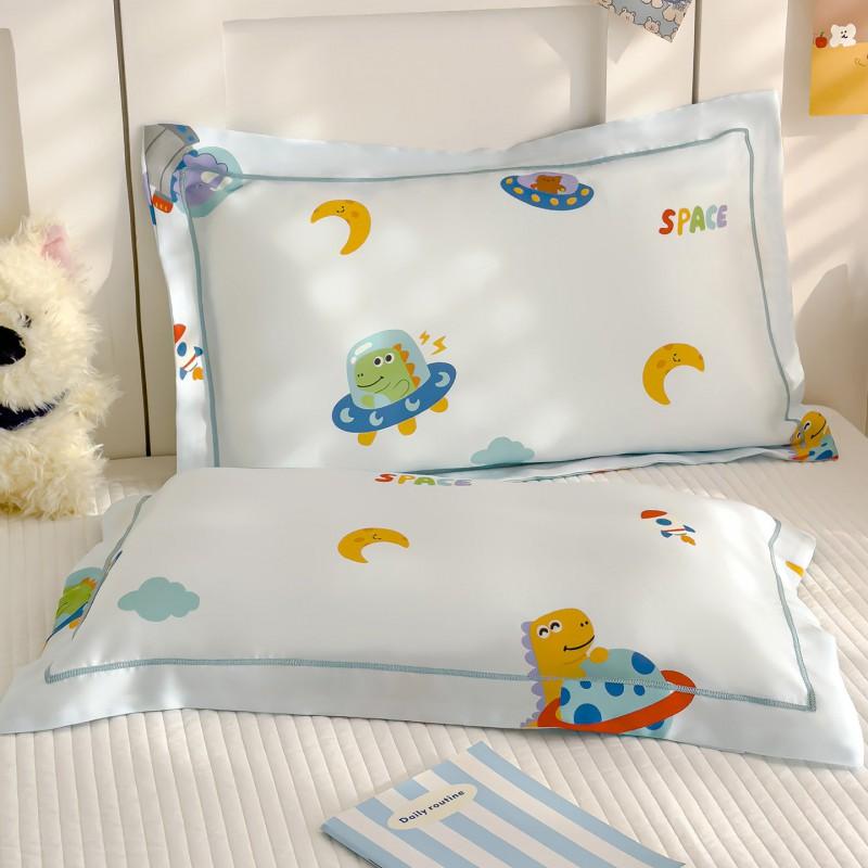 60S Tencel Kids Pillowcase 30x50cm 40x60cm Cartoon Print Soft Breathable Bedding Toddler Sleep