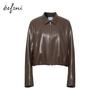 Eifini Женская Ретро Короткая Кожаная Куртка Свободного Кроя