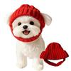 Red Knitted Dog Hat Winter Warm Pet Dog Hat Knit Yarn Cap with Ear Holes for Small Dogs Puppies Christmas Party Festive Photo Shoots