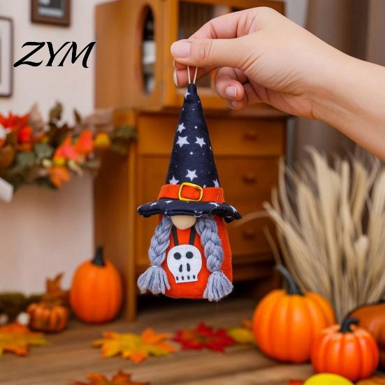 Plush Dwarf Dolls for Home Halloween Gnome Decoration, Spooky Witch Hat Swedish Tomte Elf Figurine, Decorative Gnomes Shelves Mini Soft Scandinavian