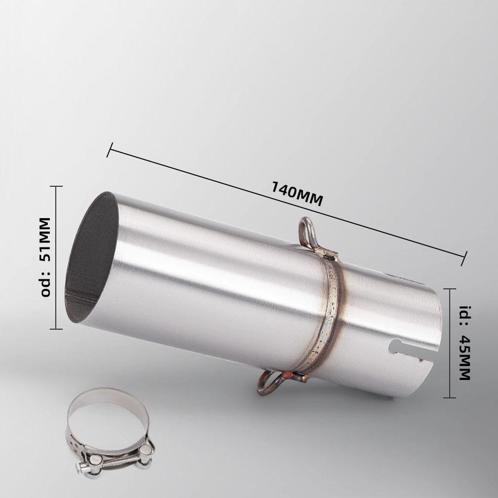Motorcycle Modified Exhaust Pipe, Suitable for 28-45mm Adapter, 51mm Middle Link Pipe, Various Sizes Slip-On Connecting Pipe