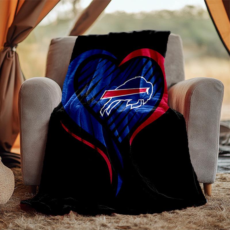 Bills Team Flannel Blanket Soft Warm All-Season Throw, Design for Camping, Car Travel, Hiking Sofa, Bed, Office Perfect Gift for Parties