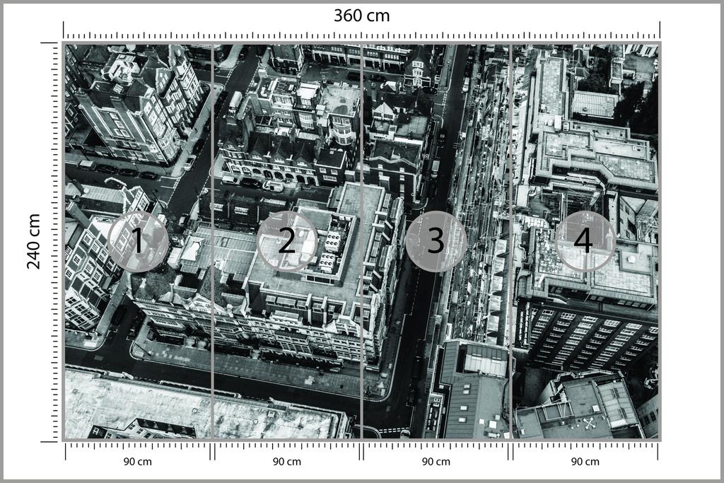 Фотообои Лондон Черно-белый моющийся флис 360x240