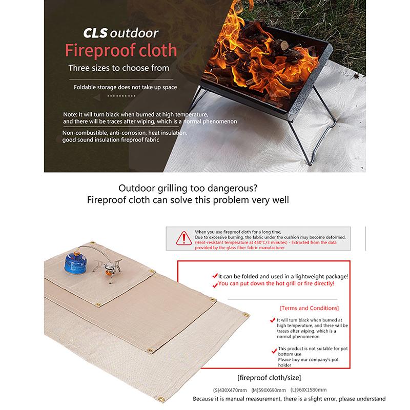 Открытый кемпинг огнестойкая ткань барбекю стекловолокно противопожарное одеяло изоляционный коврик огнестойкий огнестойкий стекловолокно