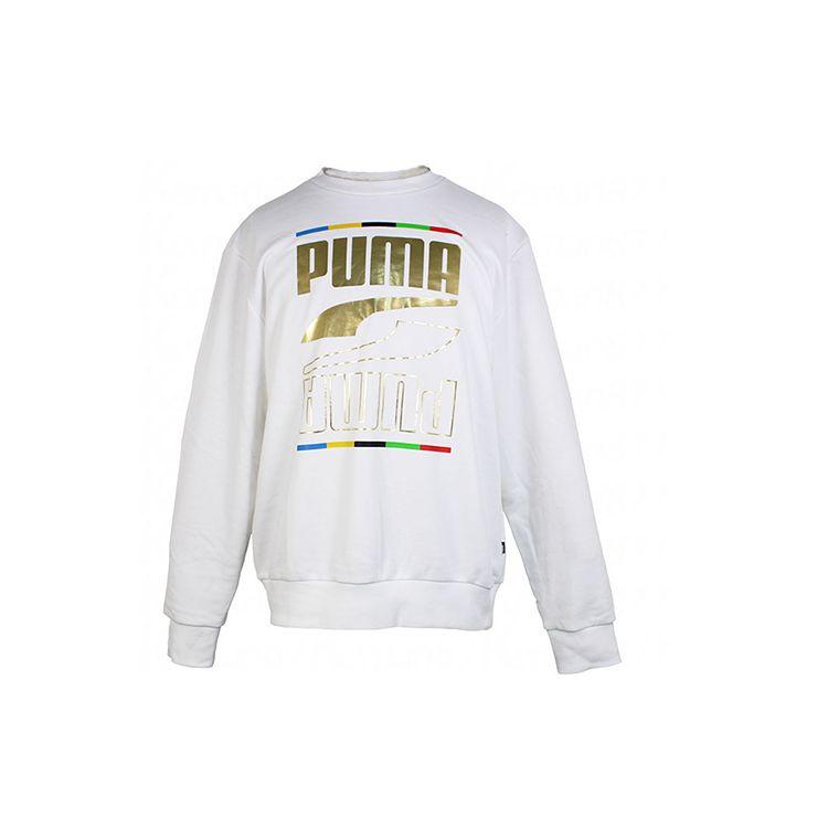 Puma Printed Crew Neck Casual Sweatshirt Men Sweatshirt White 585267-02