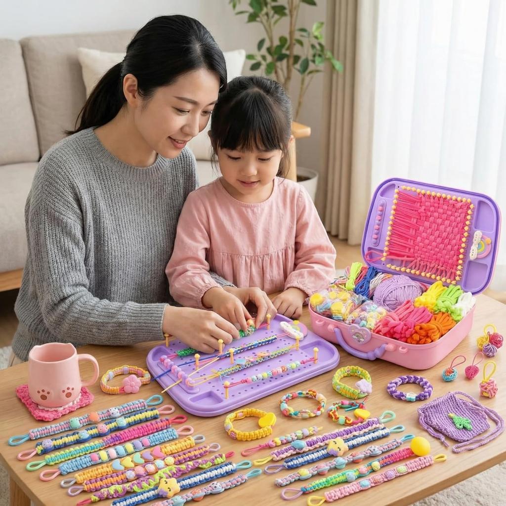 Friendship Bracelet Kit Multifunctional Knitting Machine Set with Storage DIY Kit for Making English Instruction Manual Perfect for Birthdays and