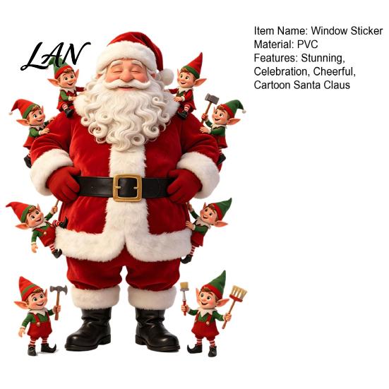 PVC Festive Window Stickers Christmas Cling, Cute Santa Claus And Elf Boys Decal, Holiday Home Decor Gifts Winter Reusable Static Glass Sticker