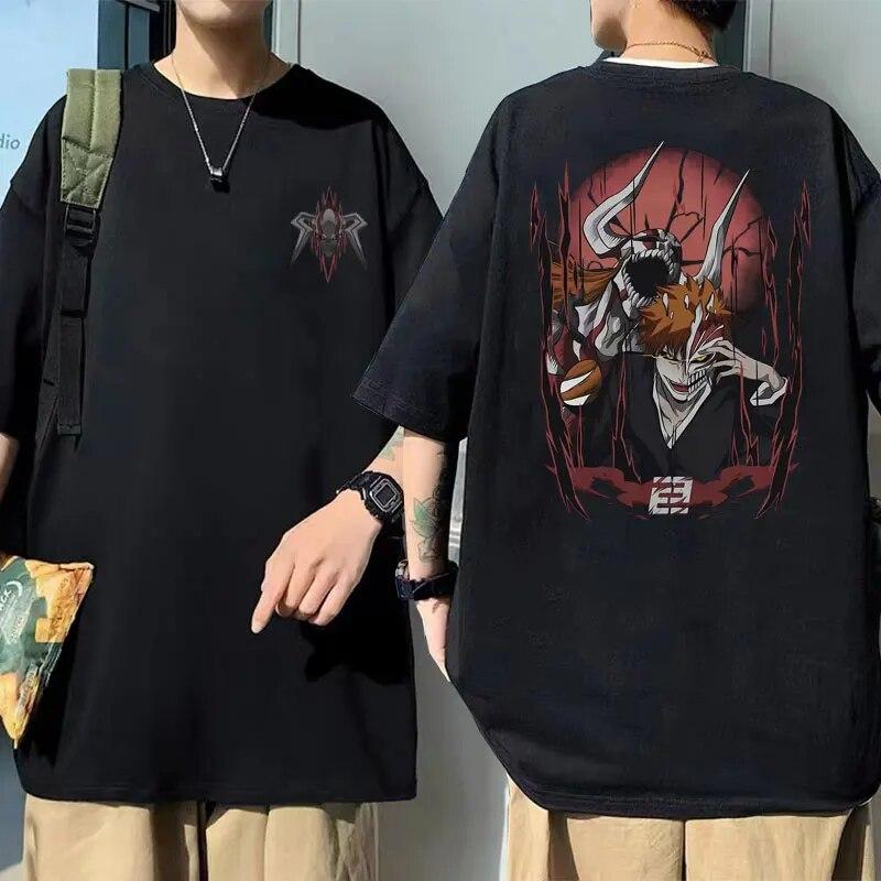 Аниме Bleach Kurosaki Ichigo Графическая футболка унисекс Женская винтажная футболка большого размера Повседневная футболка унисекс японская хлопковая футболка Unisexga