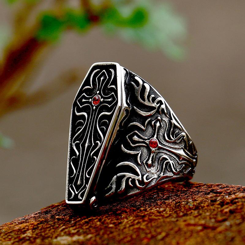 Iron Warrior Men's Rings, Vintage Ring Hand Jewelry