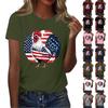 Women's Round Neck Casual Independence Day Printed Short Sleeve T-Shirt Top