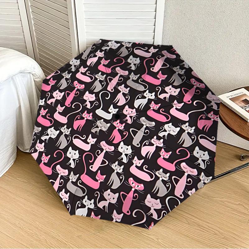 1pc Cat Pattern Automatic Folding Umbrella, 8 Ribs Iron Frame, Suitable for Outdoor Travel and Daily Use yy251120172