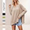 Autumn and Winter New Women's Clothing V-neck Large Size Fashion Knitted Sweater Sexy Pullover Sweater
