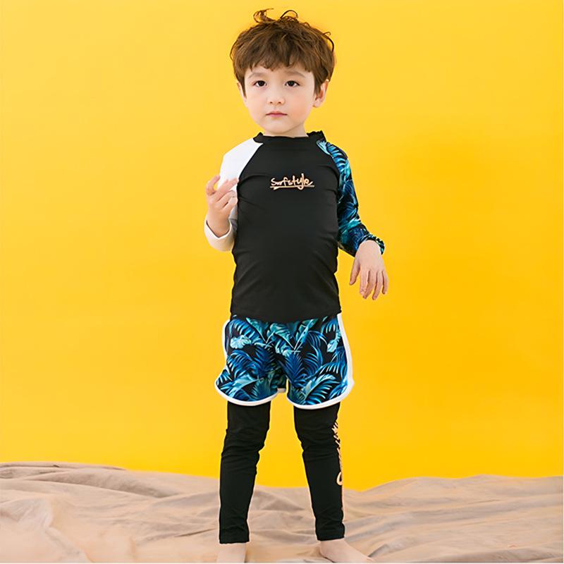 2024 Детский быстросохнущий купальный костюм: Солнцезащитный лонгслив, раздельный дизайн для девочек и мальчиков