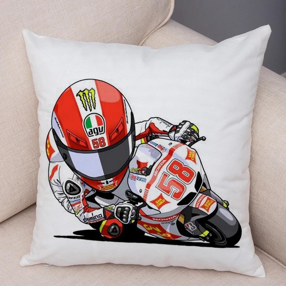 4 Pcs Cartoon Sport Motorcycle Cushion Cover Mobile Bike Pillow Covers Pillow Case For Sofa Home Car Peach Skin Pillowcase