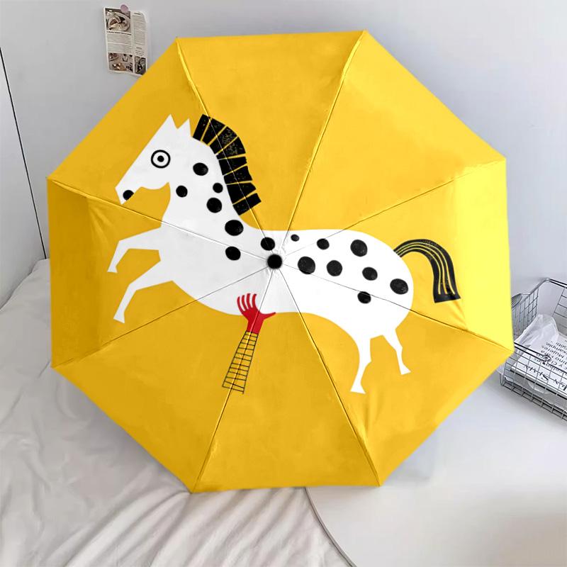 1 PC Automatic Folding Umbrella - Pippi Pattern Portable Foldable Design With 8 Ribs Christmas Birthday Gifts