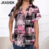 Women's Fashion Casual Summer Spring Print Short Sleeve V-Neck Blouses & Shirts