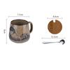 350ml Retro Ceramic Coffee Mug Set with Lid and Spoon Milk Breakfast Cup Home Heat-resistant Teacup Tumbler Juice Water Mug Gift