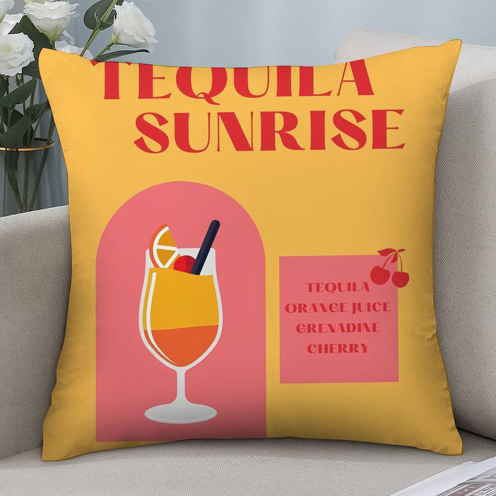 Tequila Sunrise Cocktail Pillow Case Short Plush Pillow Covers Sofa Decorative Gift Home Double-sided Printing Cushion Cover