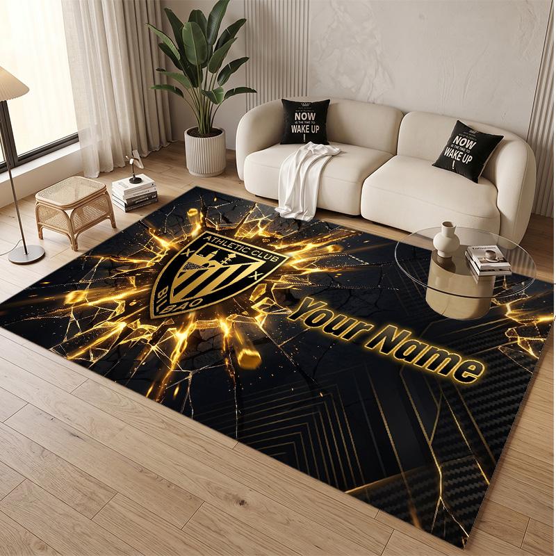 Personalized Crystal Velvet Carpet Athletic Bilbao FC Pattern Non Slip Floor Rug