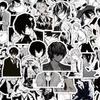 Наклейки Bungo Stray Dogs черно-белые, 60 шт. (не повторяется), водостойкий и солнцезащитный крем.