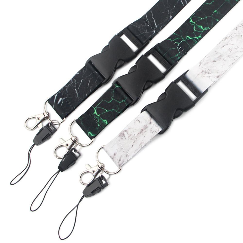 Marble Pattern Phone Lanyard ID Card Holder Neck Strap Mobile Phone Key Chain