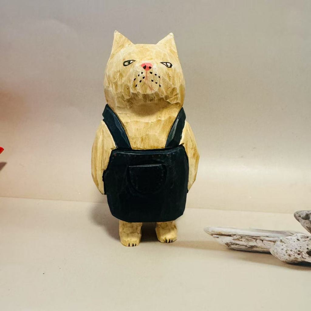 Деревянная фигурка кошки Поделка Подарок для дома Офиса Декор Подарок для коллекционеров