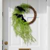 Halloween Beauty Beard Crow Wreath, Door Hanging Decoration Halloween Garden Plant Vine Circle Wall Decoration