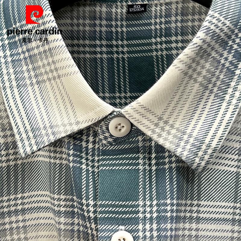 Pierre Cardin Мужская свободная клетчатая рубашка с коротким рукавом из чистого хлопка