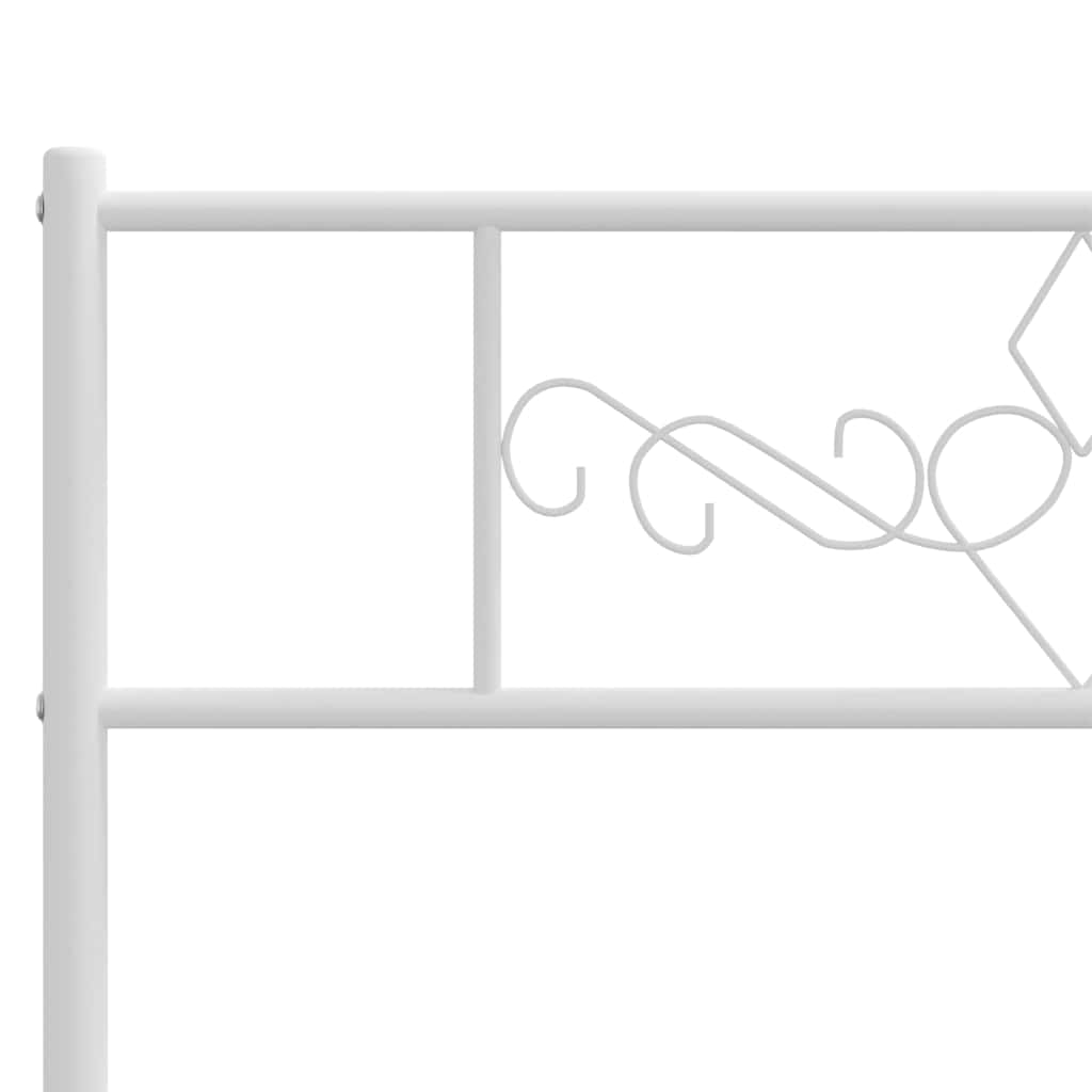 Metal Bed Frame with Headboard and Footboard White 193 x 203 cm