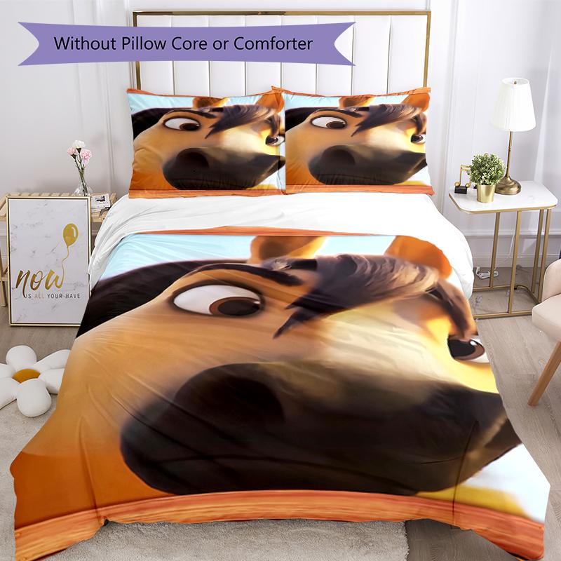 3pcs Spirit Stallion of the Cimarron pattern bedding set duvet cover set includes duvet cover &pillowcases, perfect all season bedroom decoration & gi