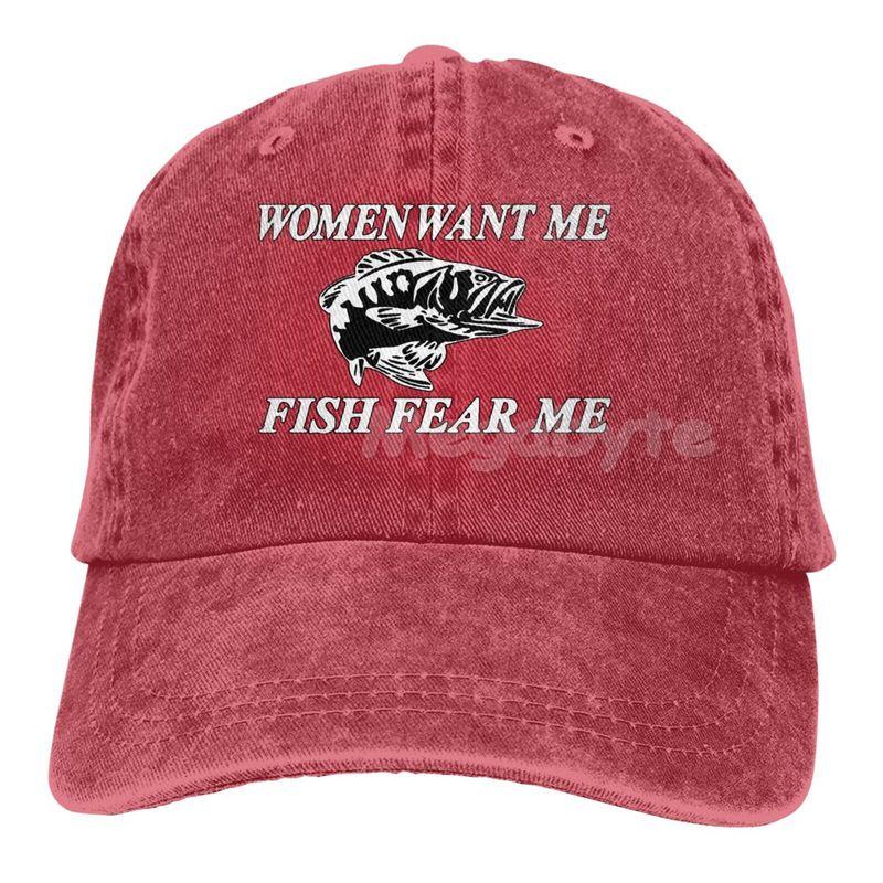 Женская бейсболка Want Me Fish Fear Me Washed, кепка Trucker Hat для взрослых, унисекс, регулируемая, для папы, летняя, дышащая, эластичная