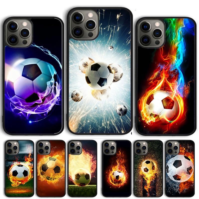 Fire Football Ball Soccer Phone Case For iPhone 17 Air 15 16 Cover 11 13 14 Pro Max 12 Plus Max Fundas