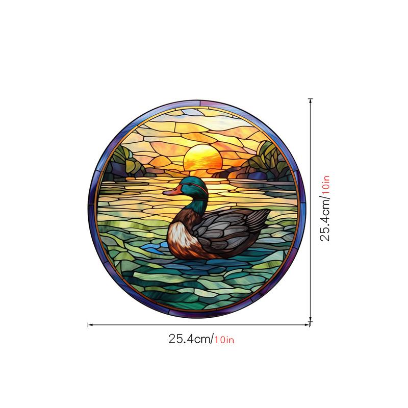 Retro Stained Hummingbird Butterfly Flower Film Window Glass Electrostatic Stickers Colorful