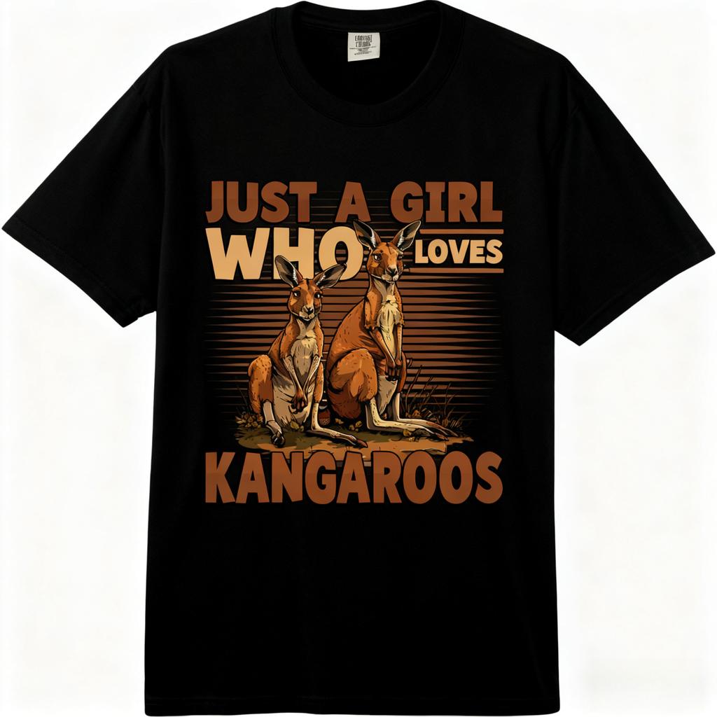 Just A Girl Who Loves Kangaroos Comfort 100% Cotton Adult Heavyweight Round Neck Short Sleeve Unisex Fashion Loose T-Shirt