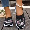 Fashion Autumn Women's Embroidered Sneakers Fashion Breathable Lightweight Non-Slip Wear-Resistant Casual Sports Shoes Soft Flat Loafer