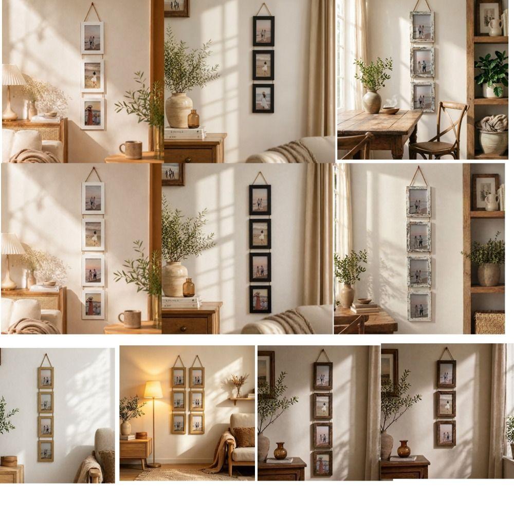 Linked Photo Holder Wall Art Picture Frame 6-Inch Vertical Photo Wall  Bedroom