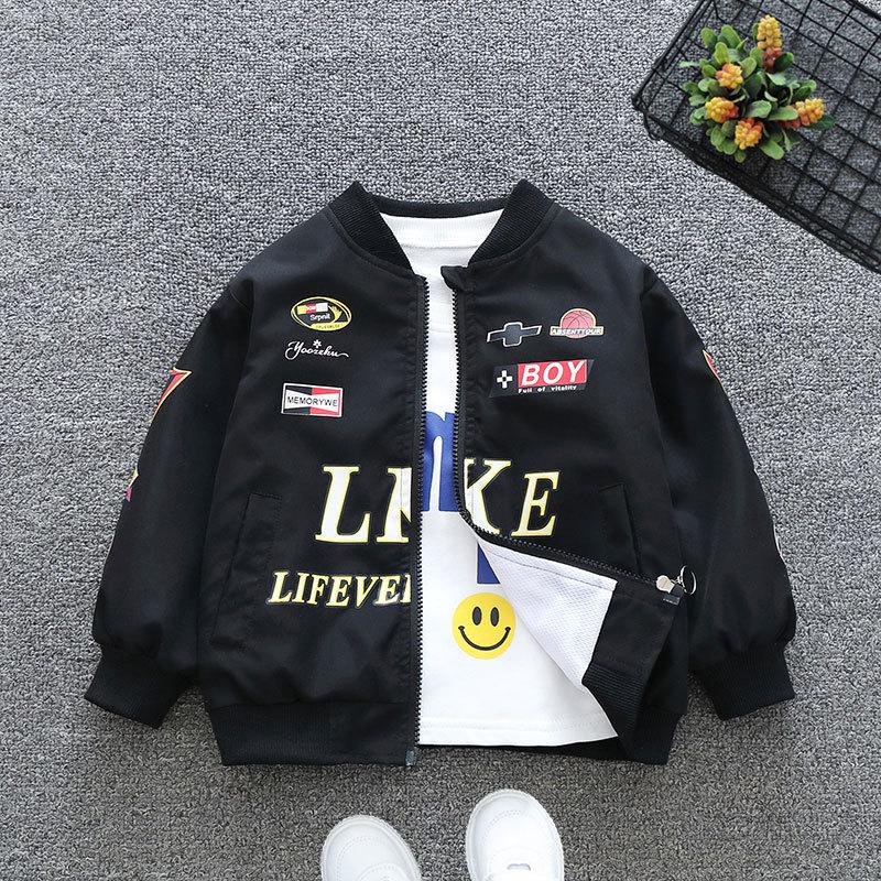 Весна Осень Детские Мальчики и Девочки Куртка Модная Мультяшный Медведь Узор Детская Ветровка Пальто Для Детей Верхняя Одежда Одежда 2-12 Лет