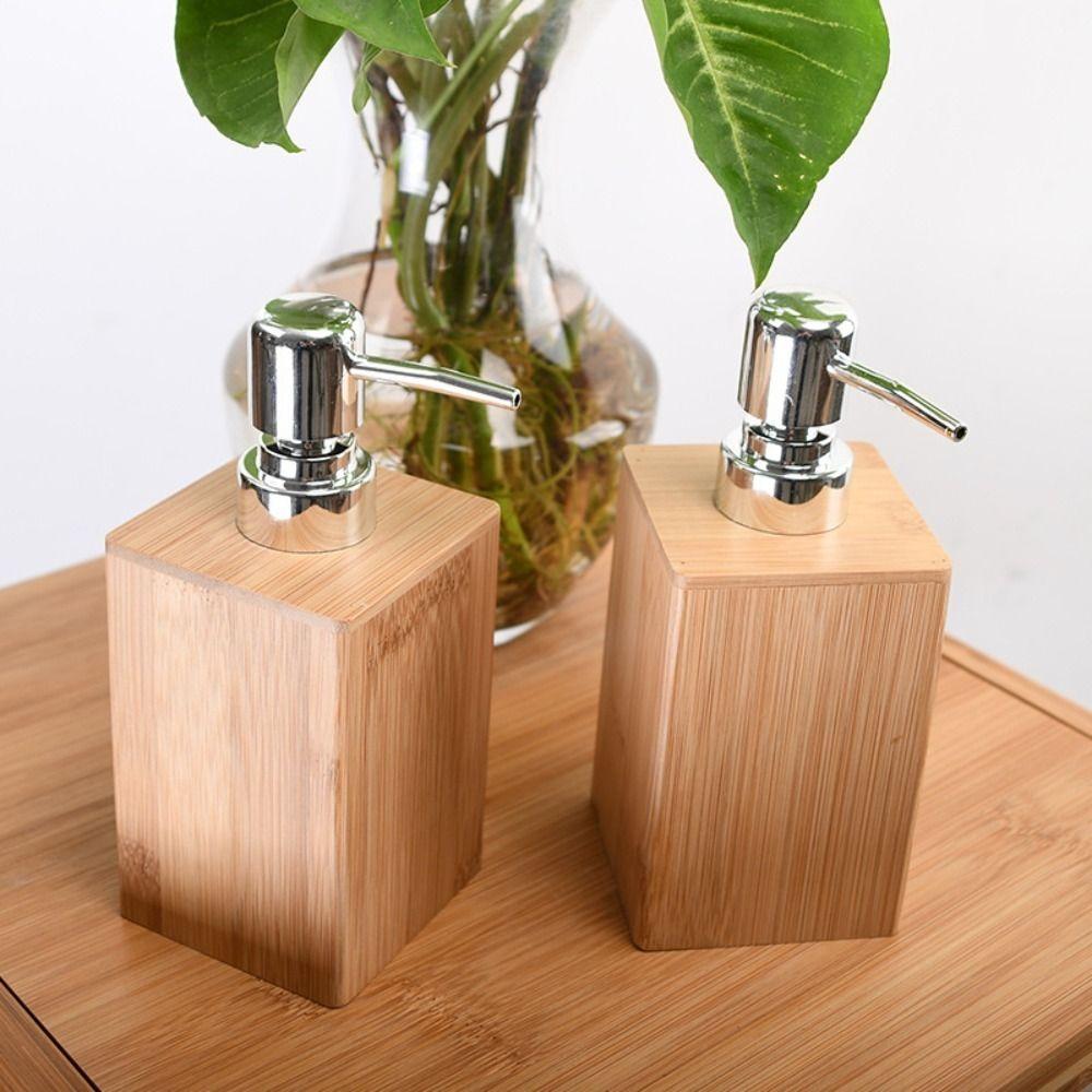 Pump Shampoo Dispenser Bamboo Soap Container Supplies Soap Dispenser Home