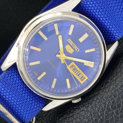 АВТОМАТИЧЕСКИЕ ВИНТАЖНЫЕ ЧАСЫ SEIKO 5 ЯПОНИЯ 7009A МУЖСКИЕ С СИНИМ ЦИФЕРБЛАТОМ a702644-1