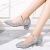 Girls Sequin Glitter Gold Silver Shoes Big Plus Women Mary Jane Shoes Ladies Block Heels Party Bling-bling Pumps