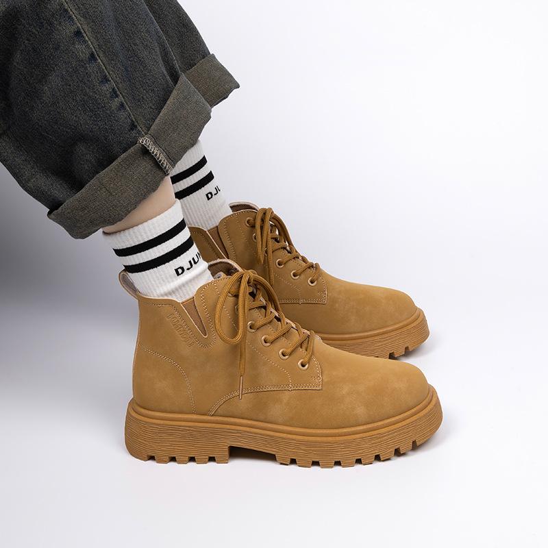 Глобальные желтые ботинки мужские ZHQ-HY727 весенние ботинки для отдыха на природе в британском стиле ботинки Martin с высоким берцем на толстой подошве