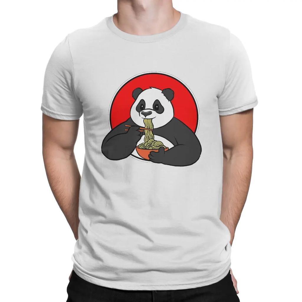 Men's Ramen Cute Panda Kawaii Anime Japanese T Shirt Kawaii Anime Panda Pure Cotton Tops Novelty Short Sleeve O Neck