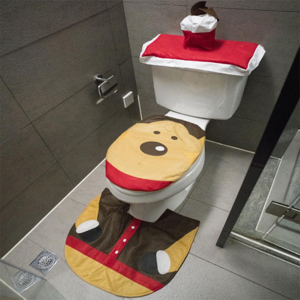 New Cute Christmas Toilet Seat Covers Creative Santa Claus Bathroom Mat Xmas Supplies for Home New Year Navidad Gift Decor