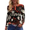 Женская модная повседневная блузка с длинным рукавом и круглым вырезом, пуловер с принтом