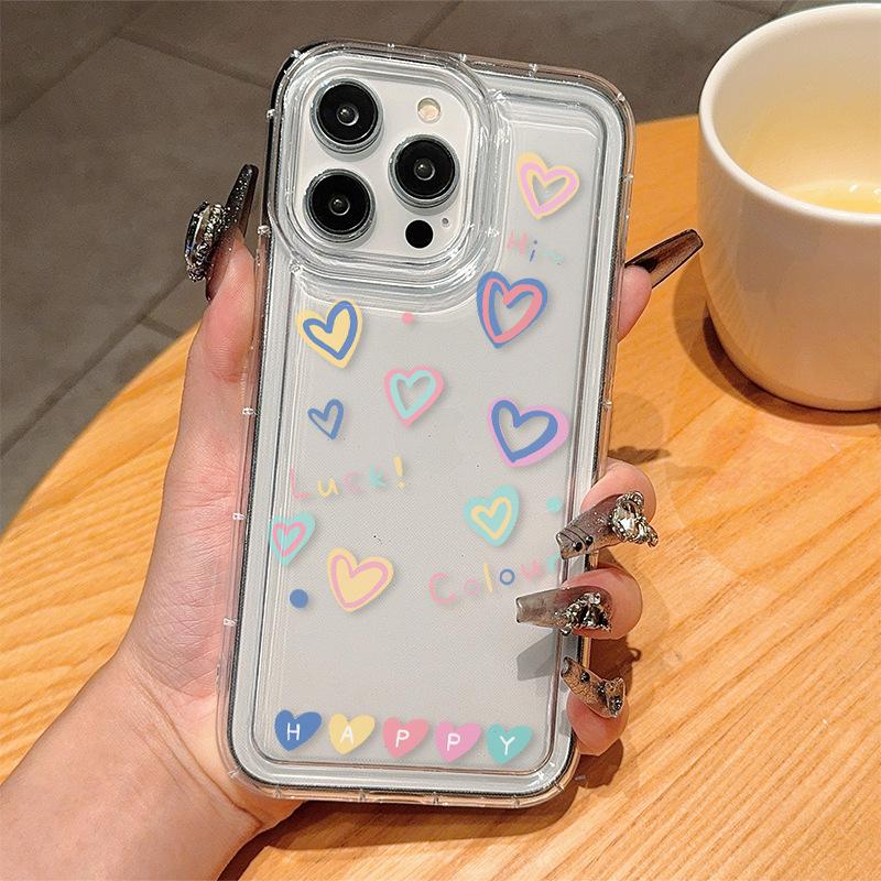 Полноэкранная цветная любовь подходит для iPhone15Pro Чехол для iPhone 14/13 противоударный 12/11 простой XR/XS