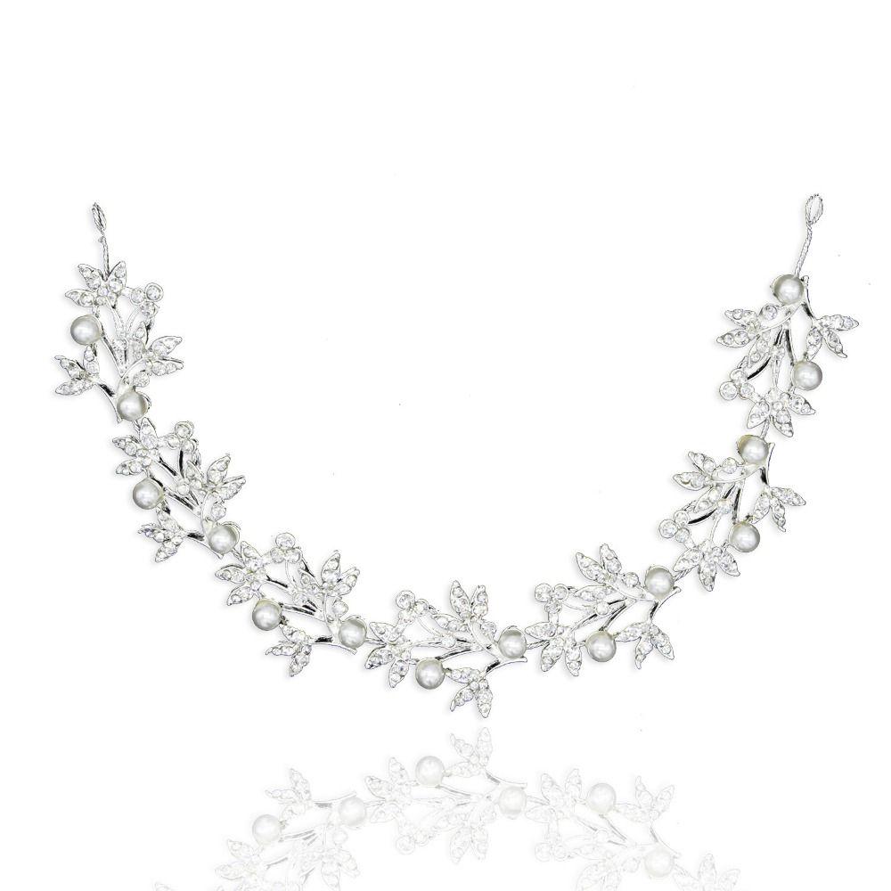 Luxury Crystal Pearl Hair Vine Shiny Fashion Bridal Hairband Banquet Dancing Party
