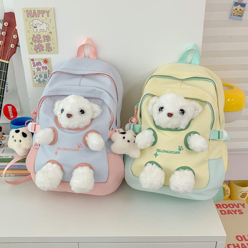 Schoolbag cute bear schoolbag junior high school girls college students 1011 new backpack ins niche Mori versatile backpack